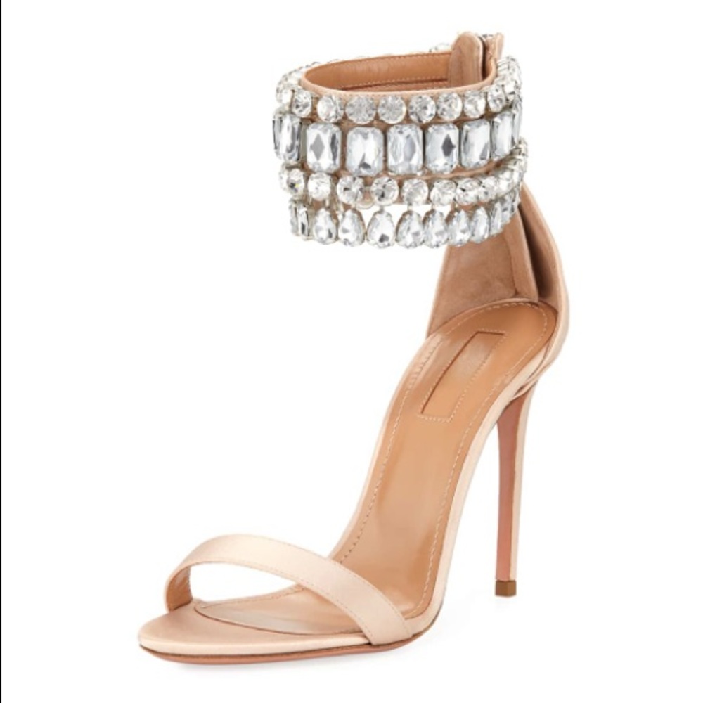 AQUAZZURA GEM PALACE SATIN SANDALS